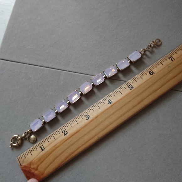 J. Crew Faceted crystal Gold tone and Pink Bracelet - Picture 6 of 8